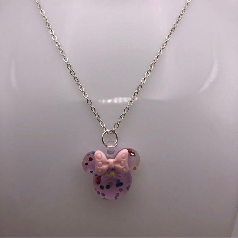 Glitter Pink Minnie Mouse Necklace